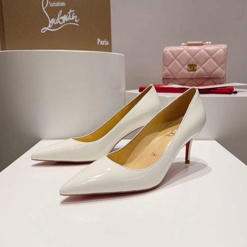 CL Kate 70 mm Pumps Patent Calf Leather White