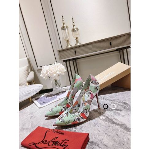 CL Kate Pumps 100mm Pelle Verniciata Stampata Grafica Verde