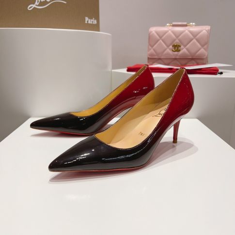 CL Kate Pumps 60mm Pelle Verniciata Nero Rosso