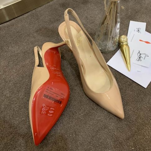 CL Kate Sling Pumps 80mm Patent Leather Nude