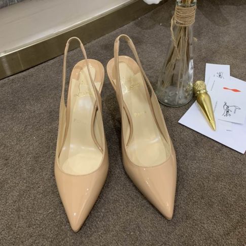 CL Kate Sling Pumps 80mm Patent Leather Nude