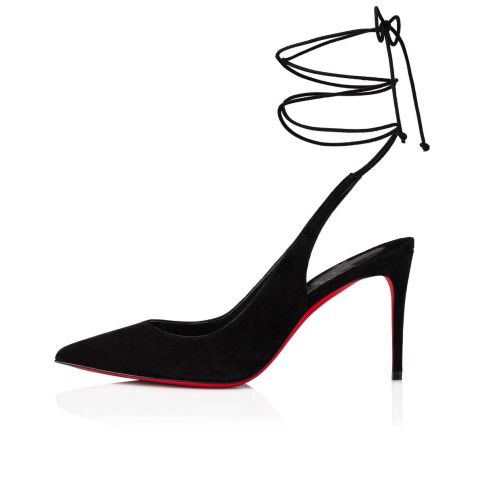 Décolleté Kate con lacci CL 85 mm Veau Velours nere