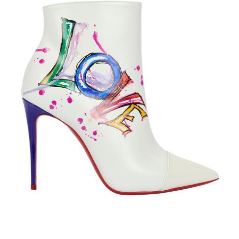 CL 'Love Is A Boot' Ankle Boots 100mm Calf and Patent Leather White