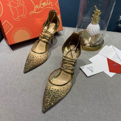 CL Maia Labella 100mm Pumps Strass and Speccchio Leather Gold