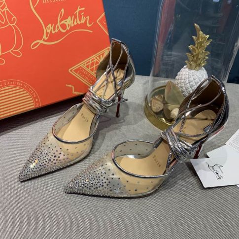 CL Maia Labella 100mm Pumps Strass and Speccchio Leather Silver