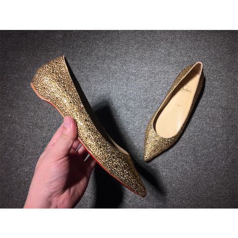 CL Pigalle Ballet Flats Strass Embellished Gold