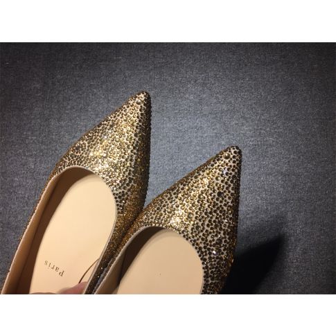 CL Pigalle Ballet Flats Strass Embellished Gold