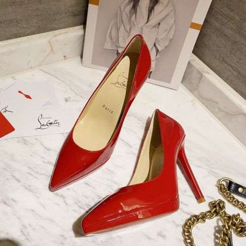 CL Pigalle Plato Pumps 100mm Pelle Verniciata Rossa