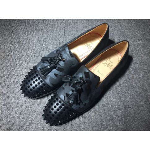Mocassini CL Rossini Spike con nappe decorate in tessuto e pelle mimetica