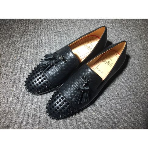 Mocassini CL Rossini Spike Tassel Embellished Leather Black