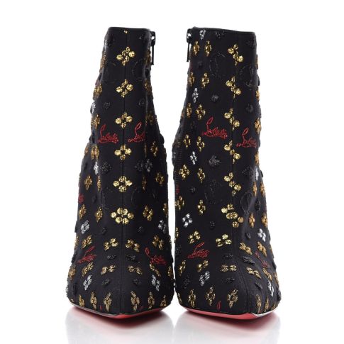 CL So Kate Ankle Booties 100mm Logo Embroidered Fabric Multi Black