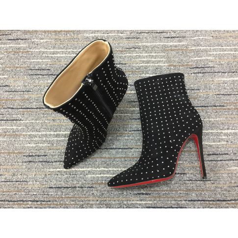 CL So Kate Booty Plume Boots 100mm Strass and Suede Black