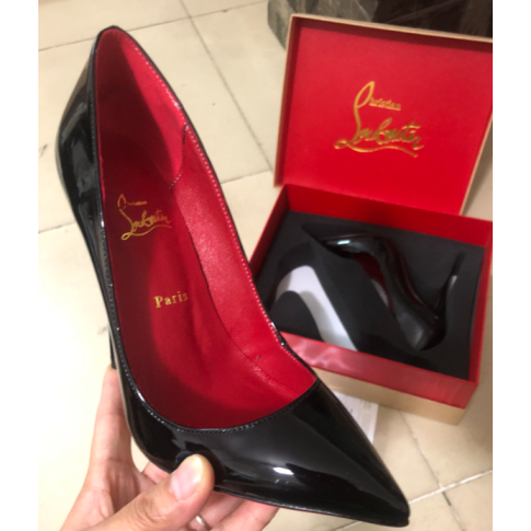 CL Soula Kate Pumps Crystal Sole Patent Leather Black Loubi