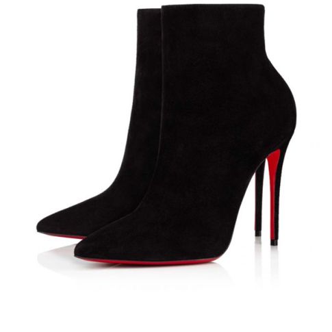 Scarpe CL Spikita Booty So Kate 100 mm nere in pelle e velluto