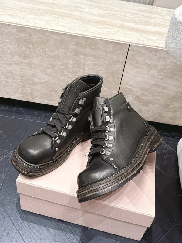 Miu 2026 Hiking Ankle Boots Cowhide 954315