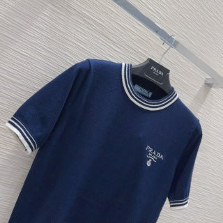Prada 25 Logo Sweater Blue and Yellow Wool