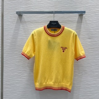 Prada 25 Logo Sweater Blue and Yellow Wool