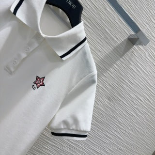 CD 25 Polo Shirt Set White Beige Cotton Polyester