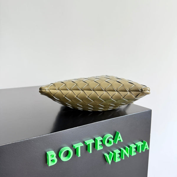 BV Small Dustbag 21cm Travertine Intrecciato Calfskin Leather