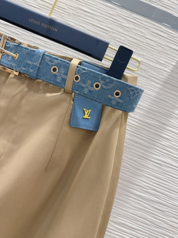 LV 25S Long Skirt Black Brown Cotton Polyester