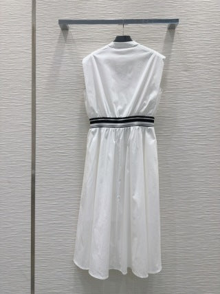 Prada 25 Sleeveless Belted Dress Cotton