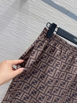 Fendi 25 Trouser Blue Brown Poliamide