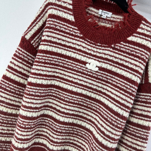 Chandail rayé en laine et cachemire bleu et rouge Chanel 2025