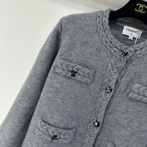 Chanel 2025 Cardigan Laine Gris et Brun Olive 329282