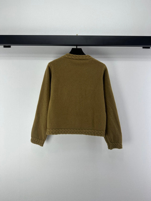Chanel 2025 Cardigan Laine Gris et Brun Olive 329282