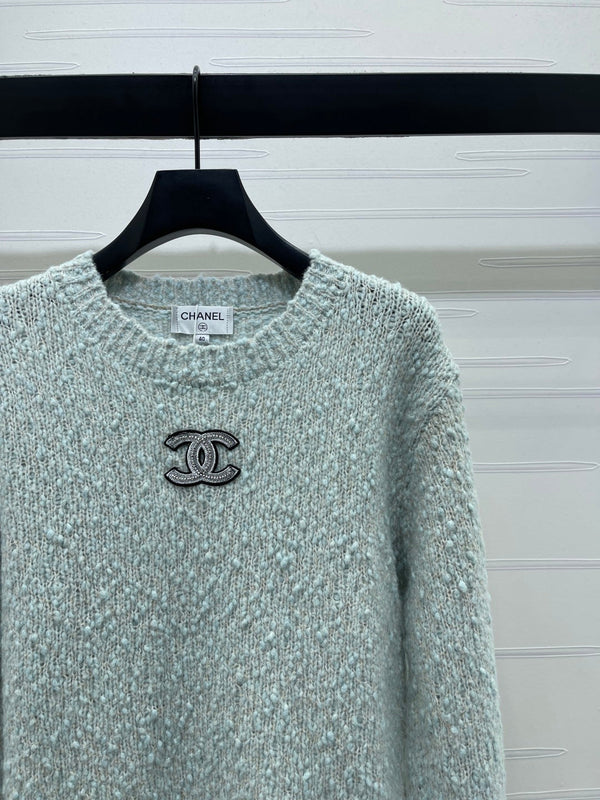 Chanel 2026 Pull col rond en laine et cachemire à manches longues Double C