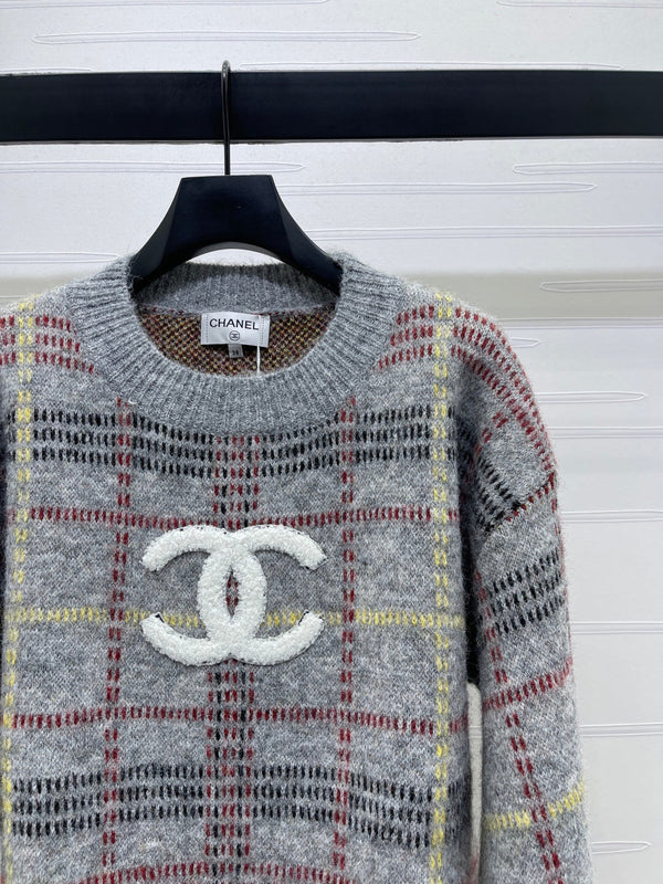 Chanel 2026 Pull en Laine à Carreaux Manches Longues