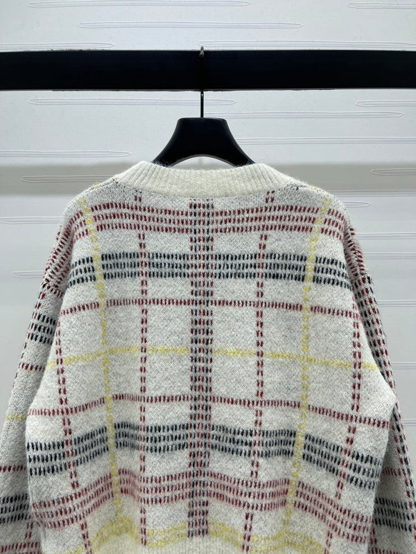 Chanel 2026 Pull en Laine à Carreaux Manches Longues