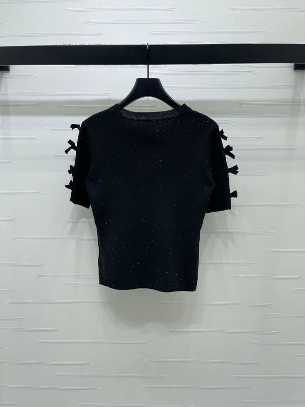 Chanel 2026 T-shirt Nœud Laine et Nylon Noir et Blanc 136350