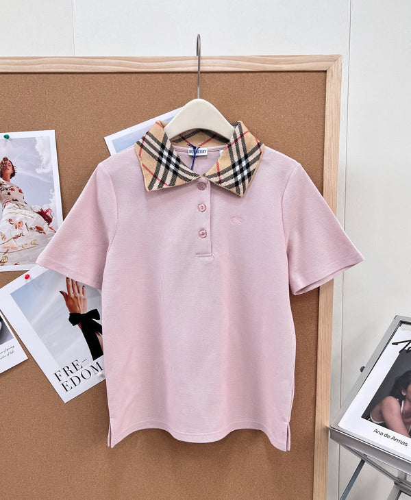 Burberry Check Collar Polo Shirt in Cotton