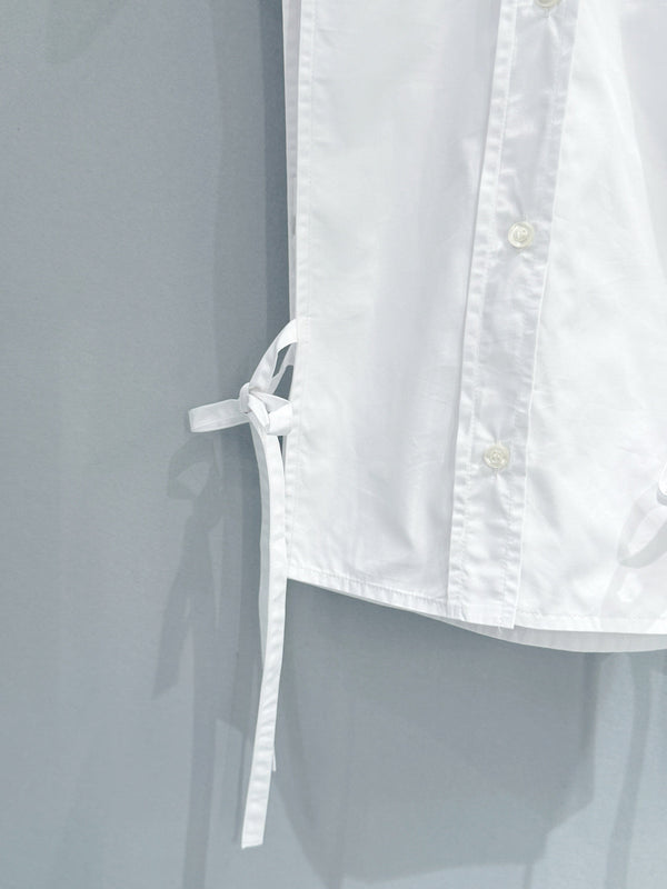 Miu Miu 26 Sleeveless Tie-Waist Shirt in Cotton