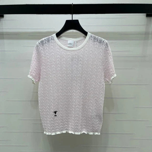 Dior 2026 Cable Knit Textured Short-Sleeve T-Shirt Wool 48244