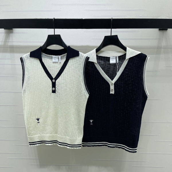 CD 26s Collared Knit Vest Lyocell Polyester 401590