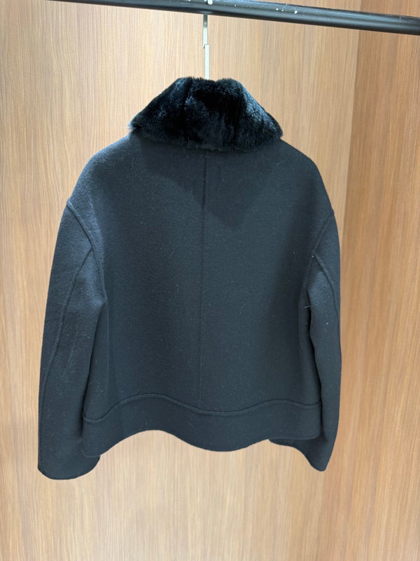 LP 26FW Cropped Blouson Jacket Rabbit Fur Collar Wool 440865