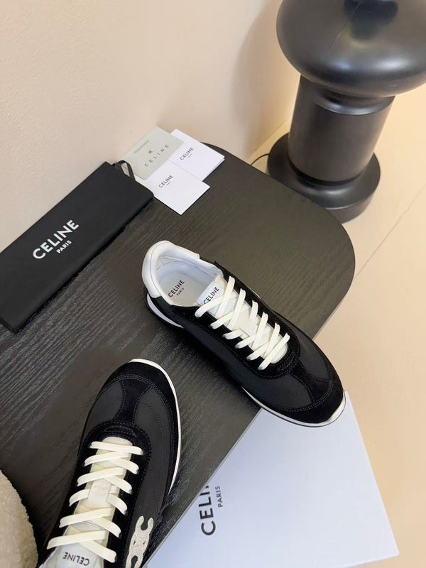 Celine Racer Low Top Sneaker Black White Suede Calfskin