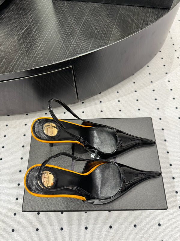 YSL 26s Pointed-Toe Slingback Heels 10.5cm Patent Calfskin