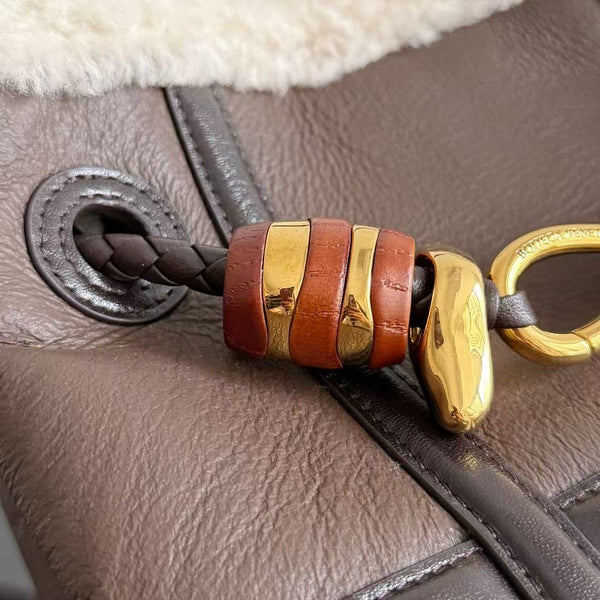 BV Andiamo Small Brown White Fur Leather