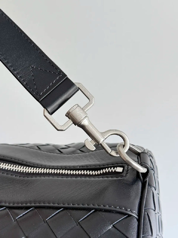 BV 25s Replica Bottega Veneta Duffel Bag Black Intrecciato leather
