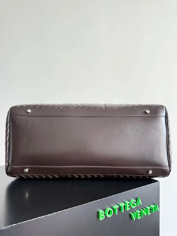 BV 25s Replica Bottega Veneta Duffel Bag Deep Brown Intrecciato leather