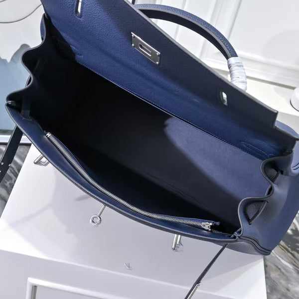 HM Kelly 42cm For Men Navy Blue Togo Leather Sliver Hardware (Need 25 days to produce)