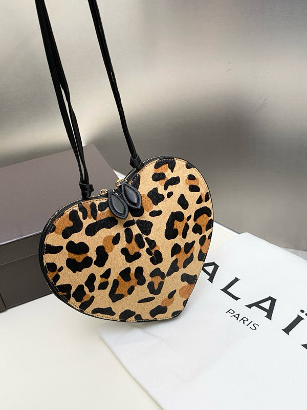 Alaia Le Coeur Bag Leo Pard-Printed Horsehair