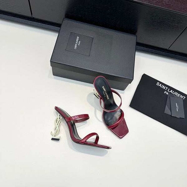 YSL 26S Double-Strap Heeled Sandals 100 Mm In Calfskin