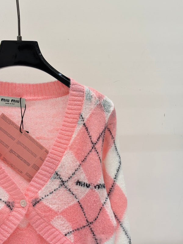 Miu 2026 Argyle Cardigan Knit 431816