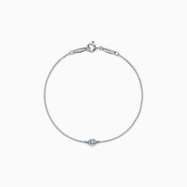 BRACCIALE A BOLLA CON DIAMANTI, ARGENTO STERLING, ACQUAMARINA