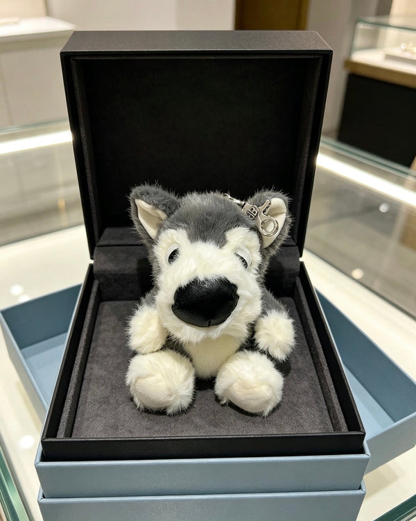 VLC Gray And White Puppy Plush Bag Charm