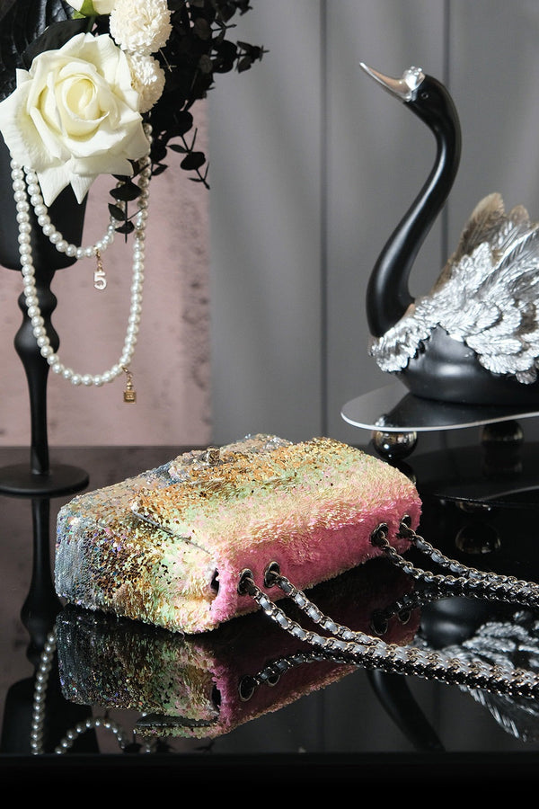 CC 2026 Flap Bag 21cm Multicolors Sequin Leather